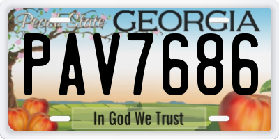 GA license plate PAV7686