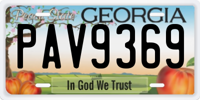 GA license plate PAV9369