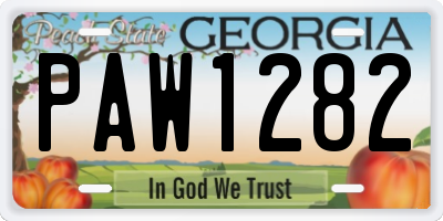 GA license plate PAW1282