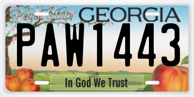 GA license plate PAW1443