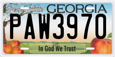 GA license plate PAW3970