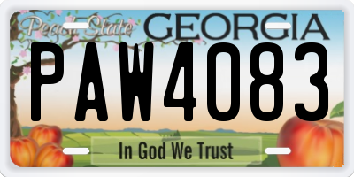 GA license plate PAW4083