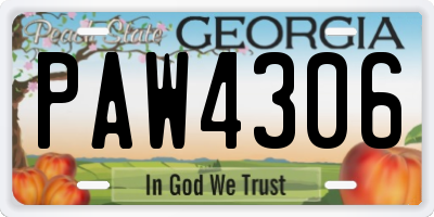 GA license plate PAW4306