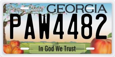 GA license plate PAW4482