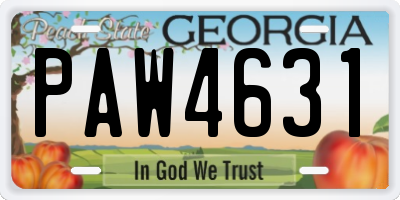 GA license plate PAW4631