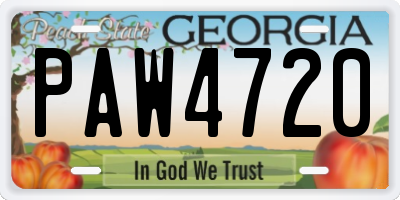 GA license plate PAW4720