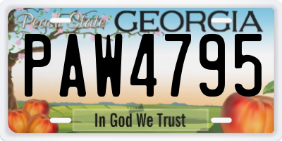 GA license plate PAW4795