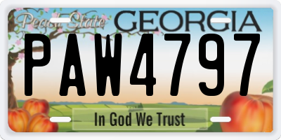 GA license plate PAW4797