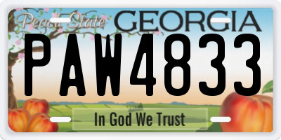 GA license plate PAW4833
