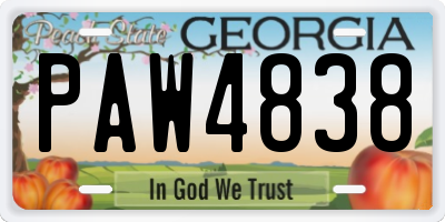 GA license plate PAW4838
