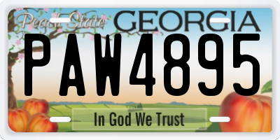 GA license plate PAW4895