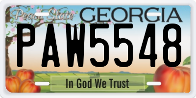GA license plate PAW5548