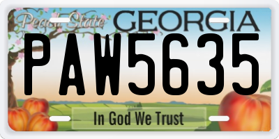 GA license plate PAW5635