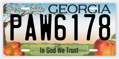 GA license plate PAW6178