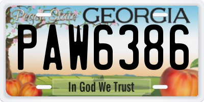 GA license plate PAW6386
