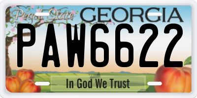 GA license plate PAW6622