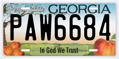 GA license plate PAW6684