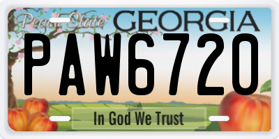 GA license plate PAW6720