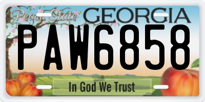 GA license plate PAW6858