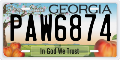 GA license plate PAW6874