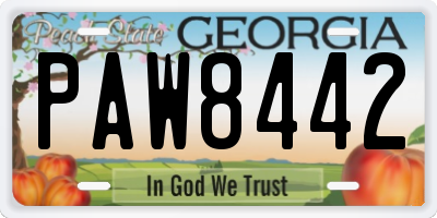 GA license plate PAW8442