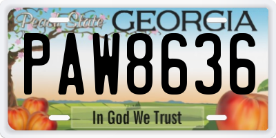 GA license plate PAW8636