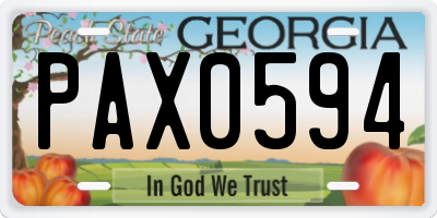 GA license plate PAX0594