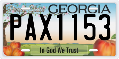 GA license plate PAX1153