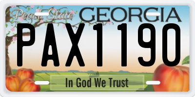 GA license plate PAX1190