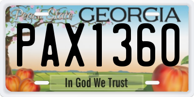 GA license plate PAX1360
