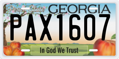 GA license plate PAX1607
