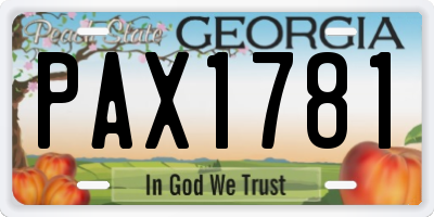 GA license plate PAX1781