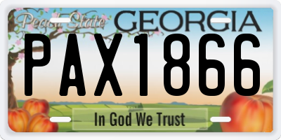 GA license plate PAX1866