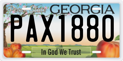 GA license plate PAX1880