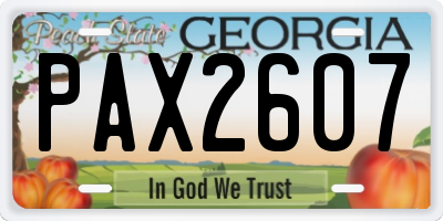 GA license plate PAX2607