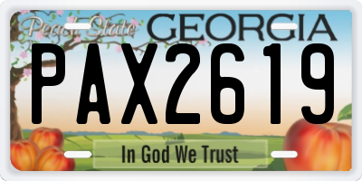 GA license plate PAX2619