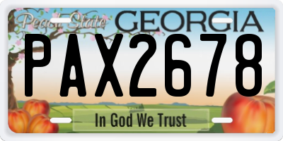GA license plate PAX2678