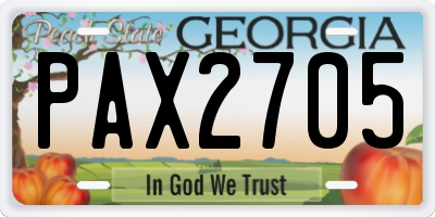 GA license plate PAX2705