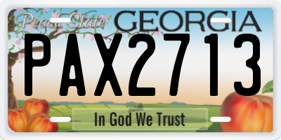 GA license plate PAX2713