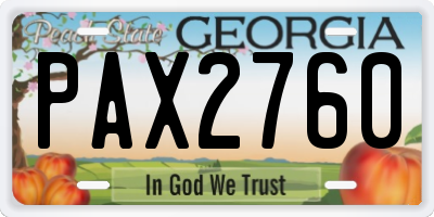 GA license plate PAX2760