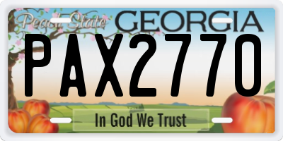 GA license plate PAX2770