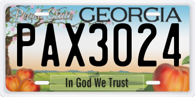 GA license plate PAX3024