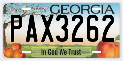 GA license plate PAX3262