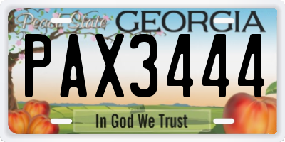 GA license plate PAX3444