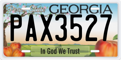 GA license plate PAX3527