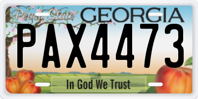 GA license plate PAX4473