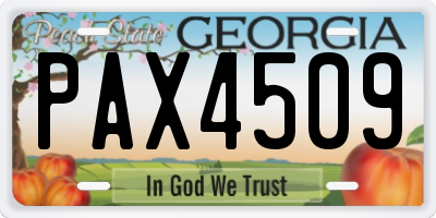 GA license plate PAX4509