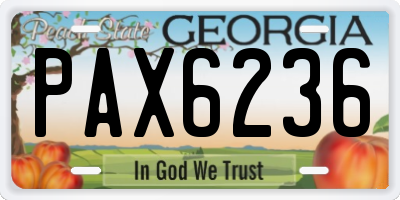 GA license plate PAX6236