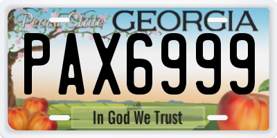 GA license plate PAX6999