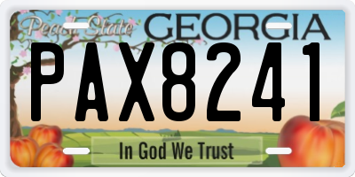 GA license plate PAX8241